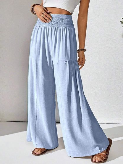 Breezaya Women's Solid Color Drawstring Pocket Simple Casual Wide Leg Loose Pants Fall Cloth For Women Mensa