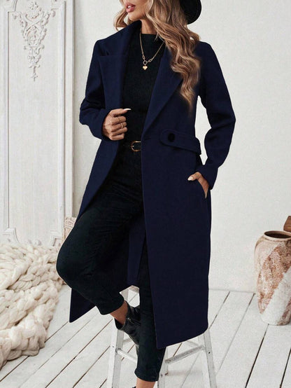 Leocadia Notched Lapel Double-Breasted Tailored Overcoat - Green