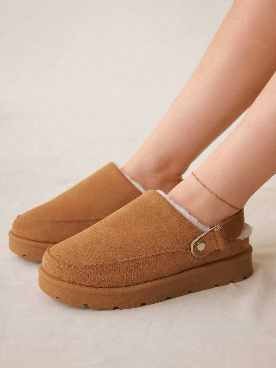 Solecia Women's Fashionable And Comfortable Velvet Warm Versatile Platform Shoes, High-End Closed Toe Flat Bottom Convertible Slip-On And Snow Boots Fall Shoes Mensa