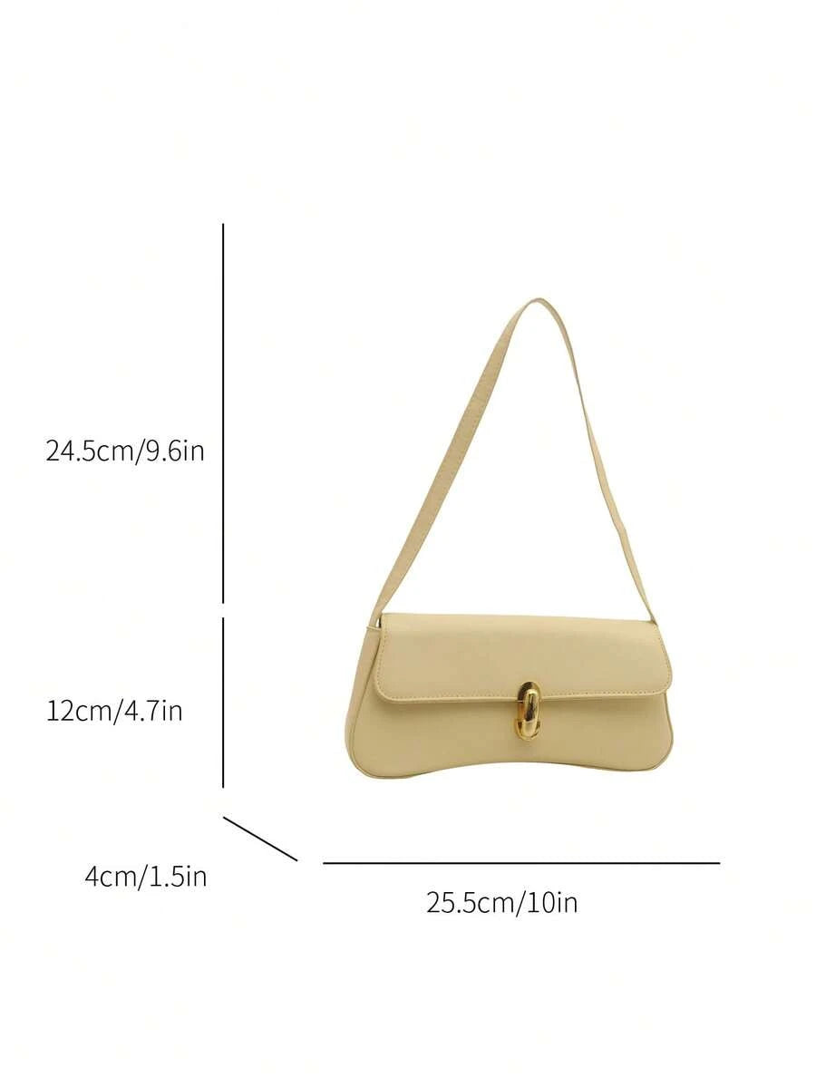 Women's Coffee Brown Shoulder Bag Quiet Luxury Metal Decor Small Underarm Purse - Yellow