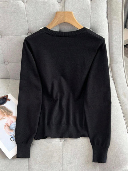 Petra Solid Minimalist Cardigan - Black