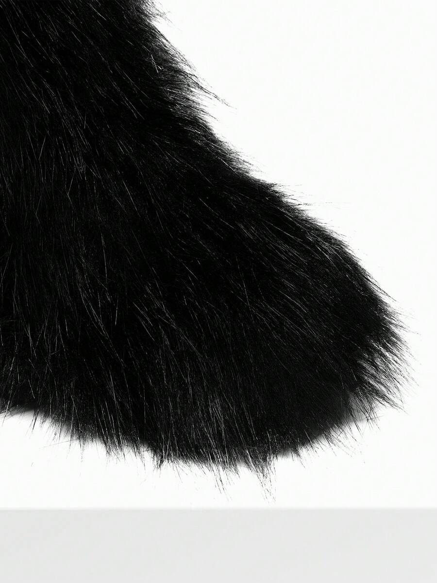 Women Winter Boots Fluffy Flat Snow Boots Slip-On Furry Boots Ladies Shoes Go With Dress Great For Festival And Party Occasion Mid-Calf Boots Mensa