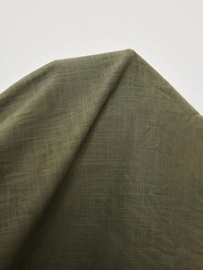 Arabella Classic Collared Button Down Long Sleeve Cotton Shirt - Army Green