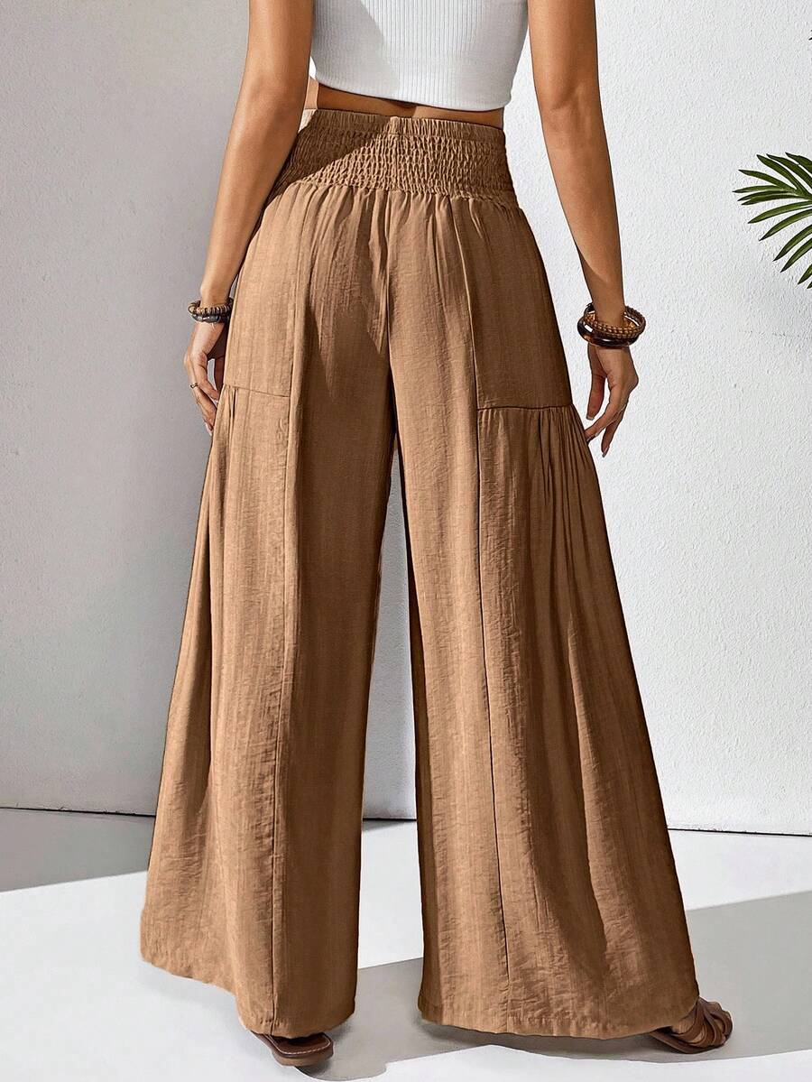 Breezaya Women's Solid Color Drawstring Pocket Simple Casual Wide Leg Loose Pants Fall Cloth For Women Mensa