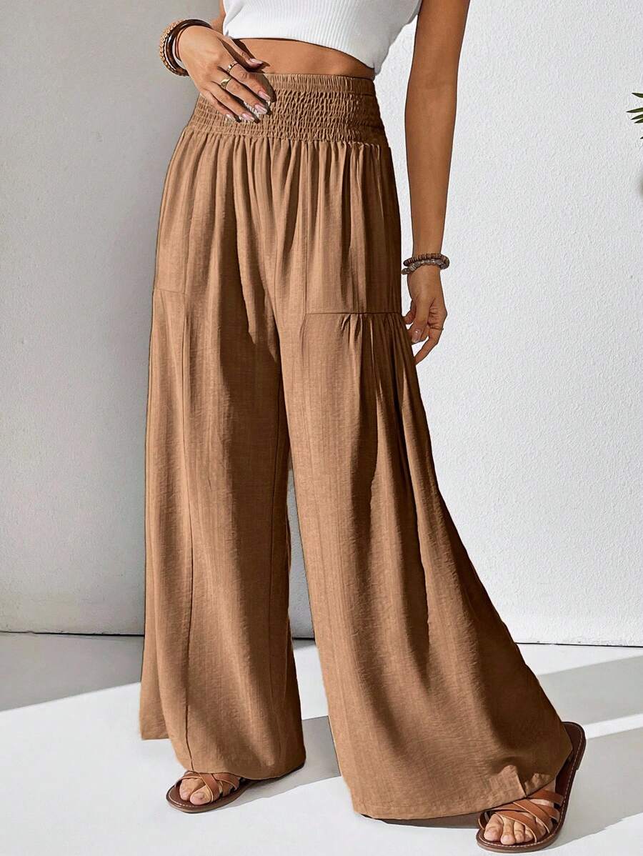 Breezaya Women's Solid Color Drawstring Pocket Simple Casual Wide Leg Loose Pants Fall Cloth For Women Mensa