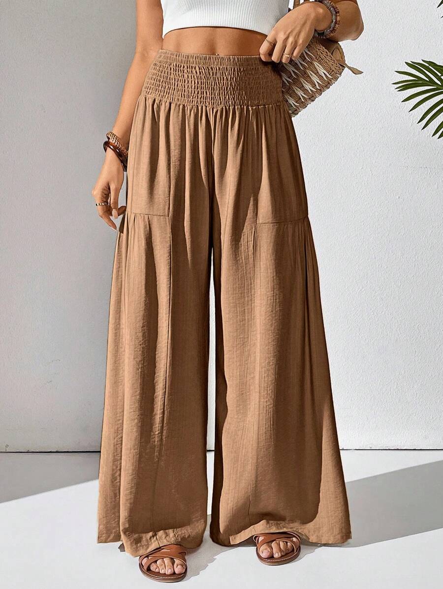 Breezaya Women's Solid Color Drawstring Pocket Simple Casual Wide Leg Loose Pants Fall Cloth For Women Mensa