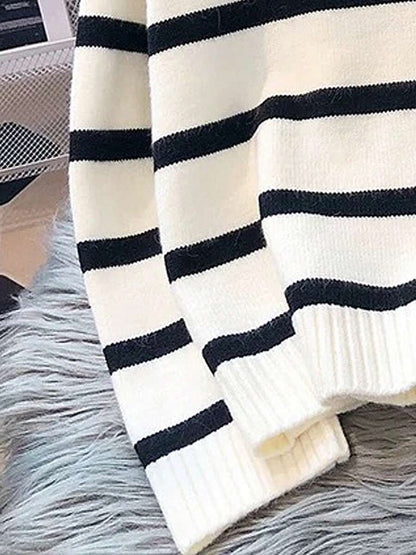 Bernina Striped Half Zip Collared Knit Sweater