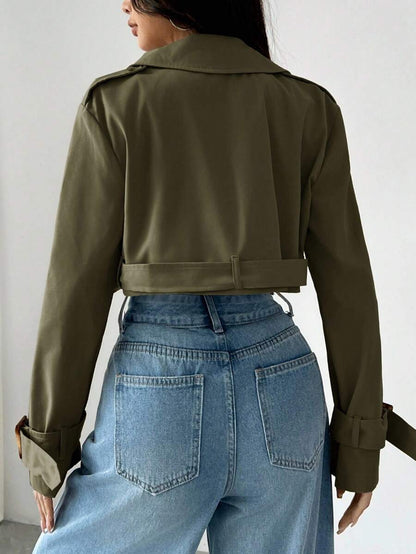 Dublin Cropped Double Breasted Trench Jacket with Belt