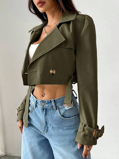 Dublin Cropped Double Breasted Trench Jacket with Belt