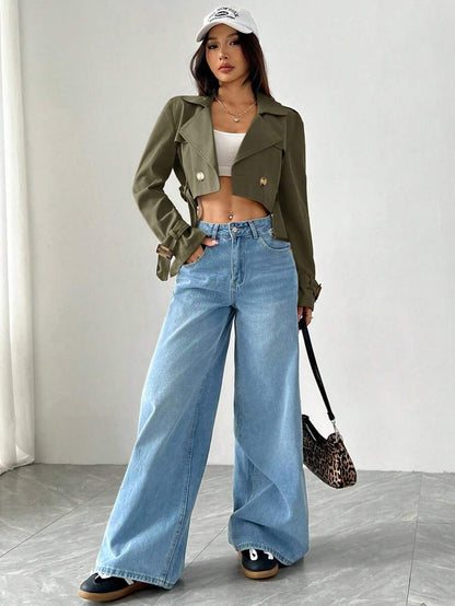 Dublin Cropped Double Breasted Trench Jacket with Belt