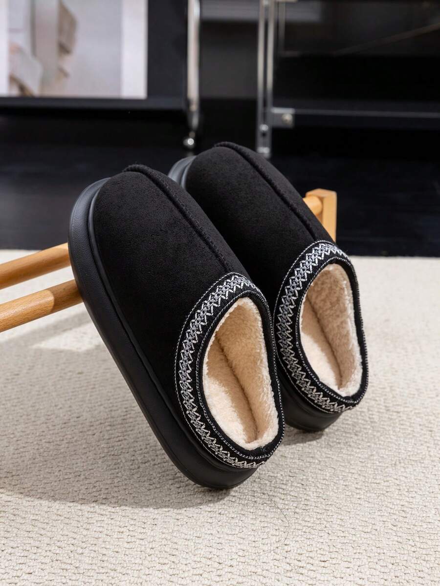 Women's Autumn Winter Plush Lined Thick Sole Slippers, Comfortable Non-Slip Warm Indoor Outdoor Soft Fuzzy Slides Mensa