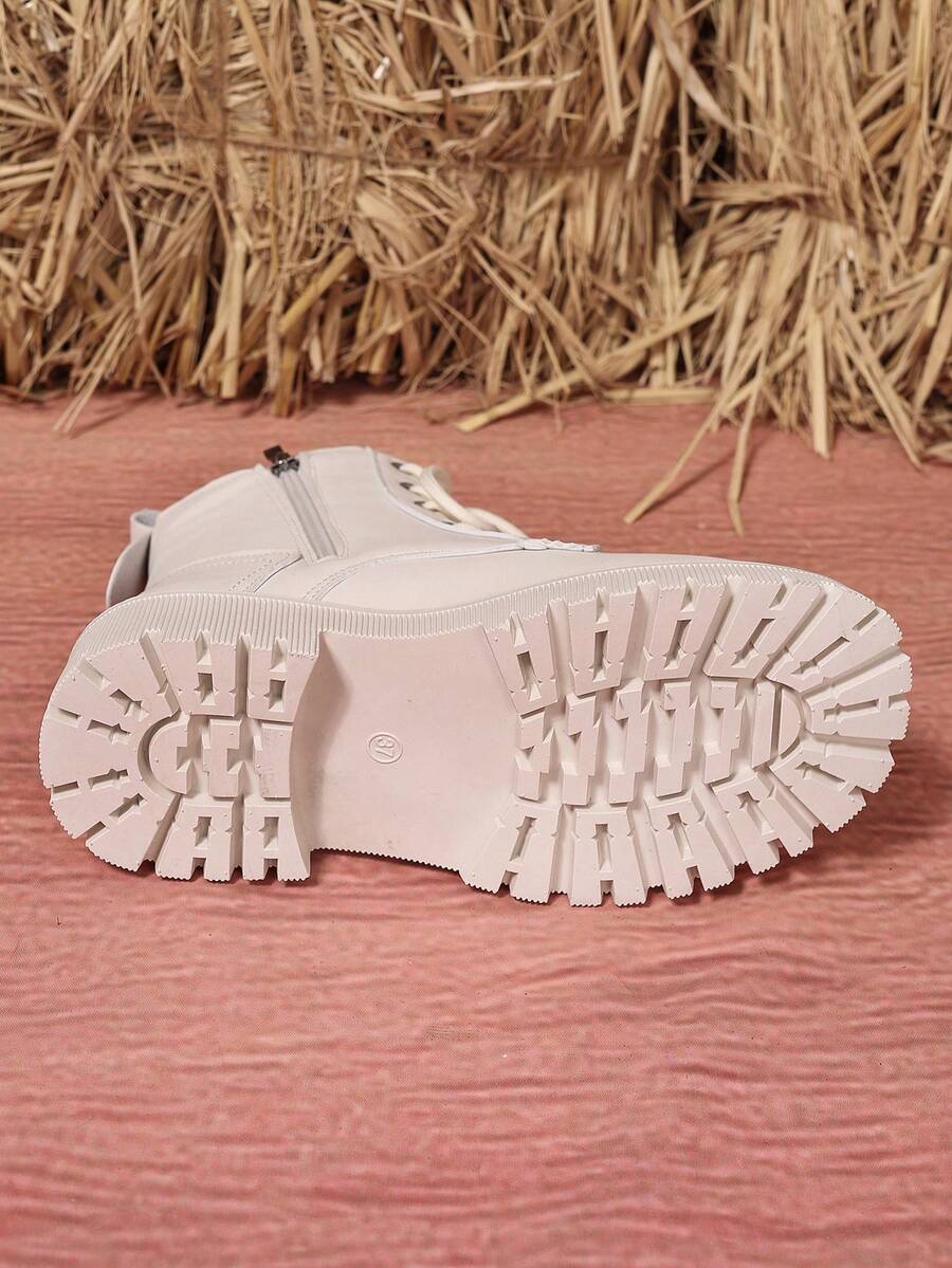 2026 Spring/Autumn/Winter New Women's Shoes, Winter Warm Women's Boots, Fashion Versatile Casual Women's Shoes, Black/White Ankle Boots With Lace-Up And Side Zipper, Flat Women's Boots, Women's Ankle Boots And Ankle Boots, Women's Fashion Boots, College S Mensa