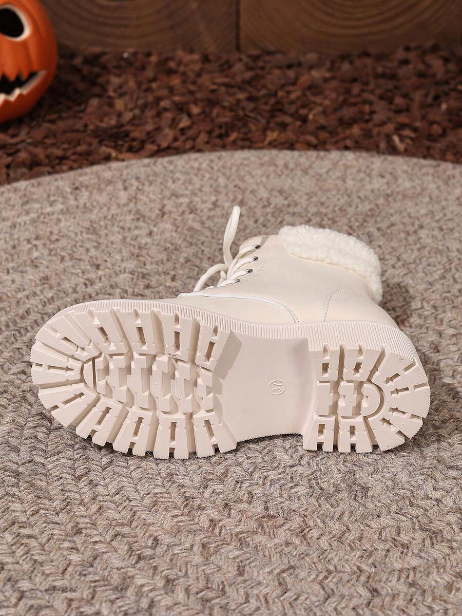 2026 Spring/Autumn/Winter New Women's Shoes, Winter Warm Women's Boots, Fashion Versatile Casual Women's Shoes, Black/White Ankle Boots With Lace-Up And Side Zipper, Flat Women's Boots, Women's Ankle Boots And Ankle Boots, Women's Fashion Boots, College S Mensa