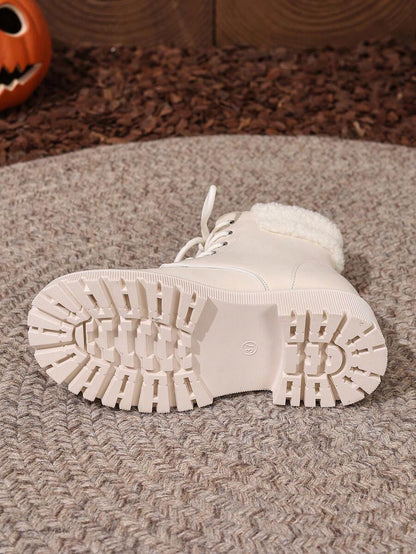 2026 Spring/Autumn/Winter New Women's Shoes, Winter Warm Women's Boots, Fashion Versatile Casual Women's Shoes, Black/White Ankle Boots With Lace-Up And Side Zipper, Flat Women's Boots, Women's Ankle Boots And Ankle Boots, Women's Fashion Boots, College S Mensa