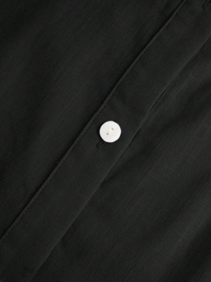 Arabella Classic Collared Button Down Long Sleeve Cotton Shirt - Black