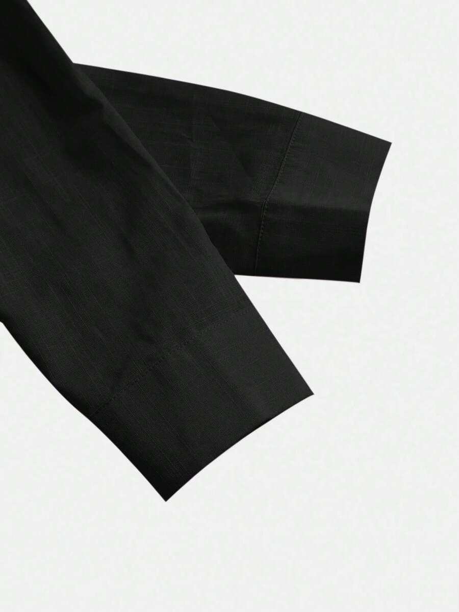 Arabella Classic Collared Button Down Long Sleeve Cotton Shirt - Black
