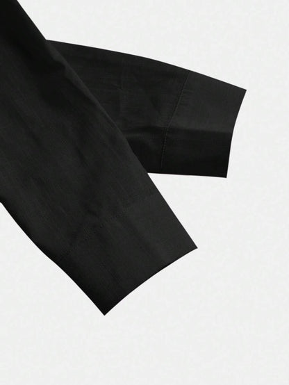 Arabella Classic Collared Button Down Long Sleeve Cotton Shirt - Black