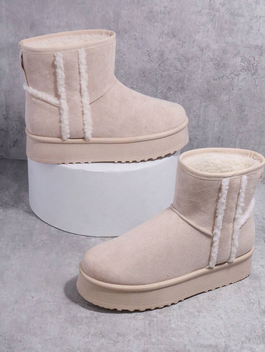 SHUZIA Women's Versatile Faux Suede Slip On Lug Sole Ankle Booties For Warm Mensa