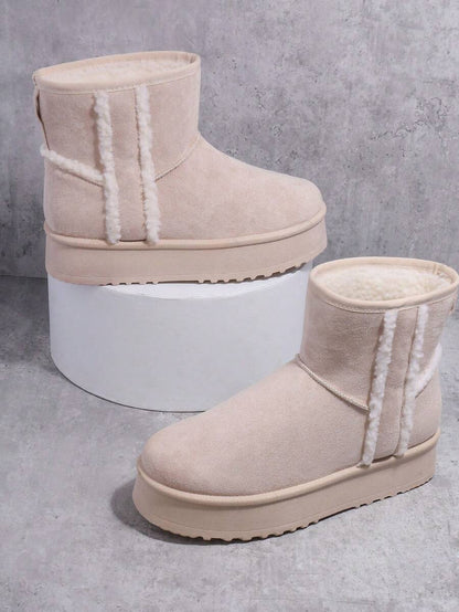 SHUZIA Women's Versatile Faux Suede Slip On Lug Sole Ankle Booties For Warm Mensa