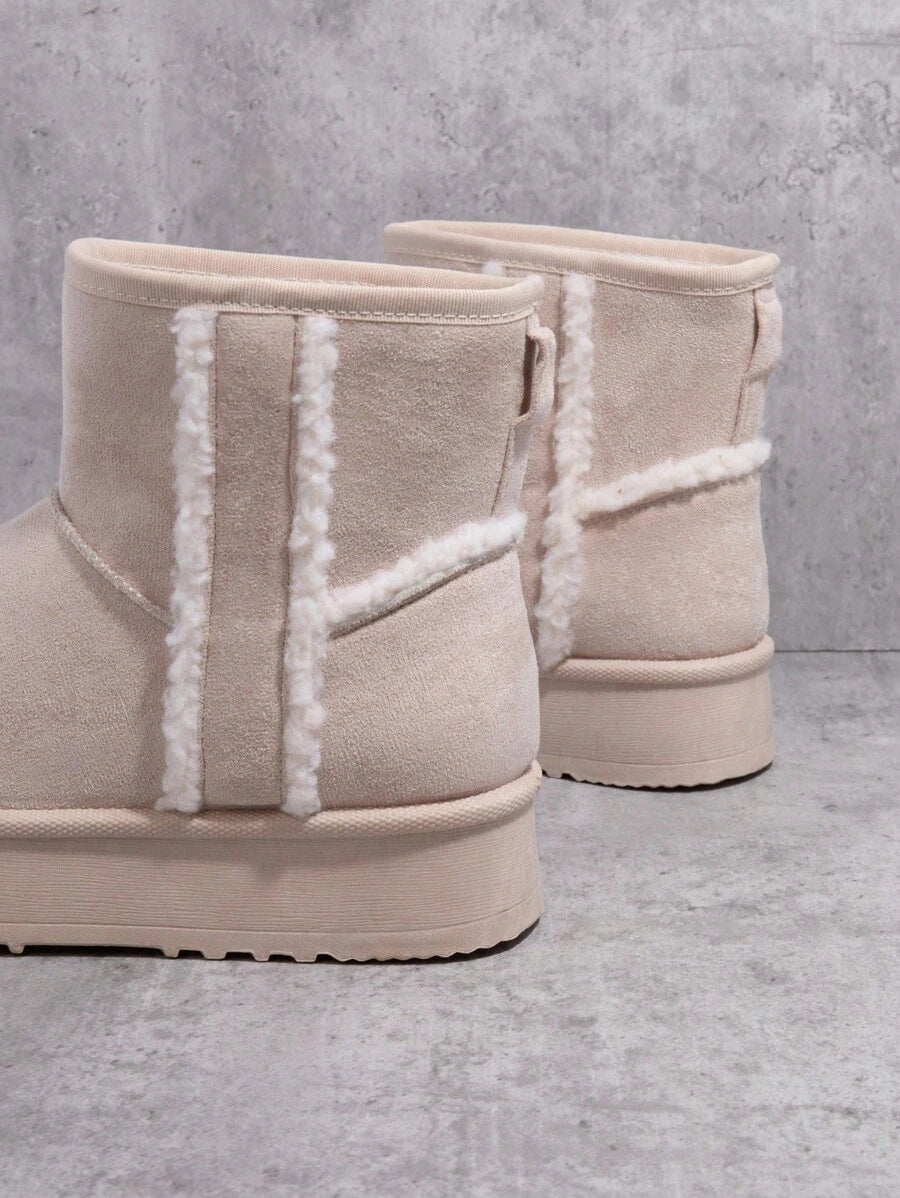 SHUZIA Women's Versatile Faux Suede Slip On Lug Sole Ankle Booties For Warm Mensa