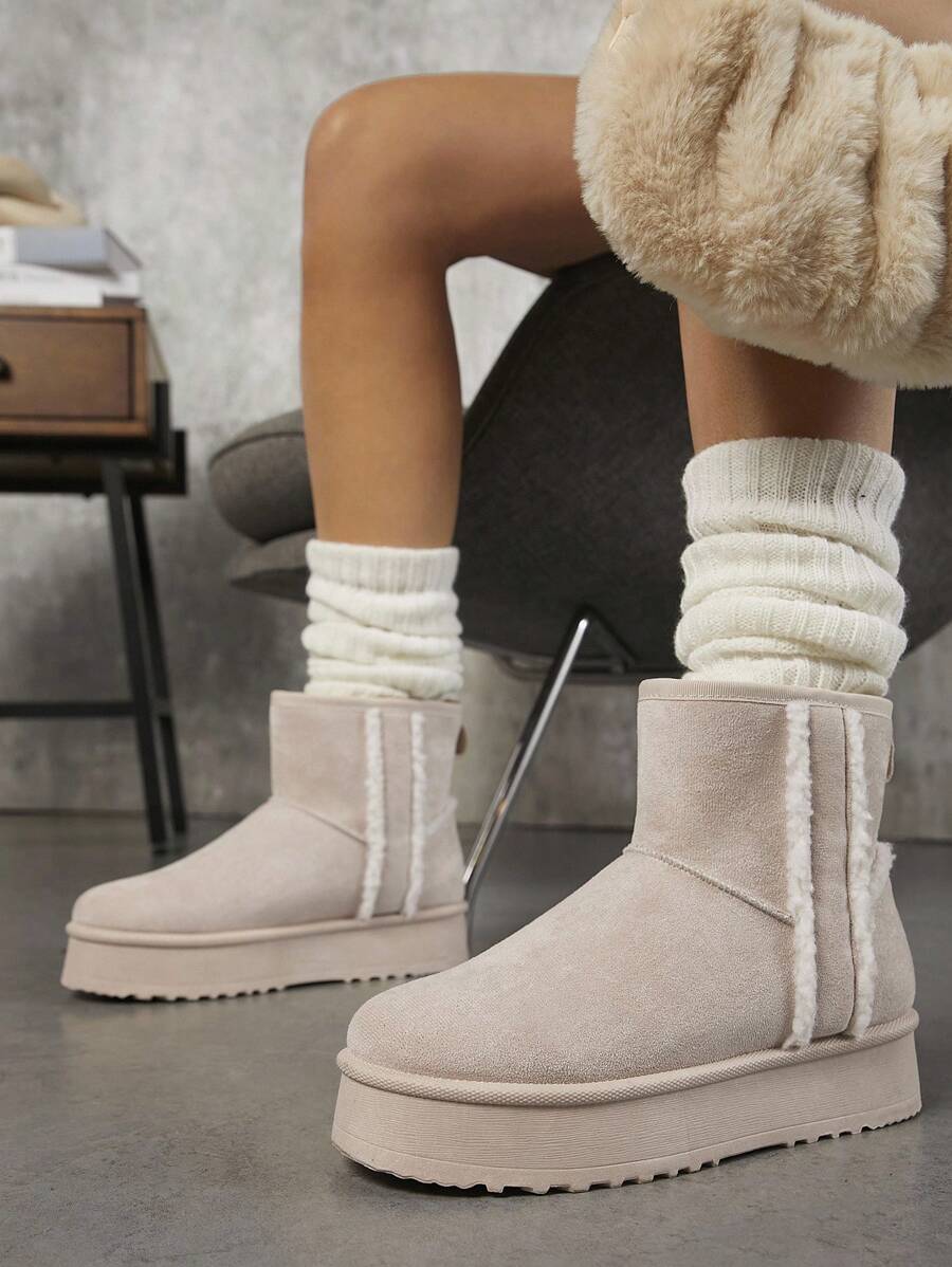 SHUZIA Women's Versatile Faux Suede Slip On Lug Sole Ankle Booties For Warm Mensa