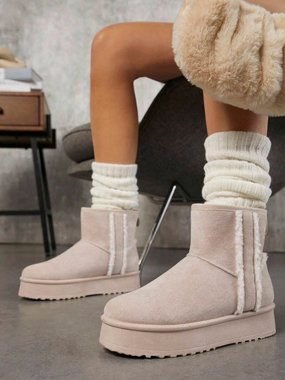 SHUZIA Women's Versatile Faux Suede Slip On Lug Sole Ankle Booties For Warm Mensa