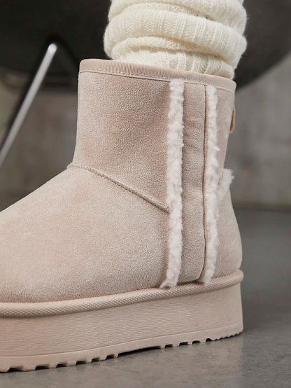 SHUZIA Women's Versatile Faux Suede Slip On Lug Sole Ankle Booties For Warm Mensa