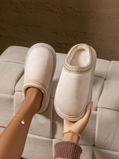 Women's Autumn Winter Plush Lined Thick Sole Slippers, Comfortable Non-Slip Warm Indoor Outdoor Soft Fuzzy Slides Mensa