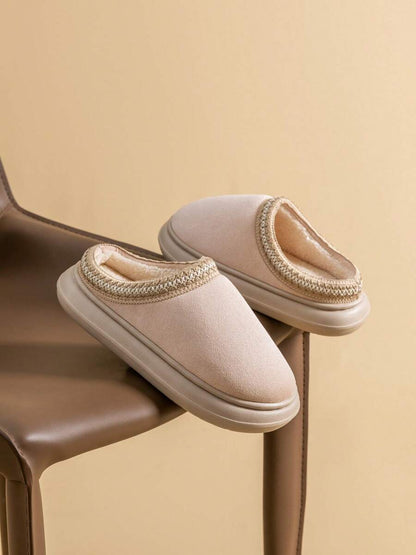 Women's Autumn Winter Plush Lined Thick Sole Slippers, Comfortable Non-Slip Warm Indoor Outdoor Soft Fuzzy Slides Mensa