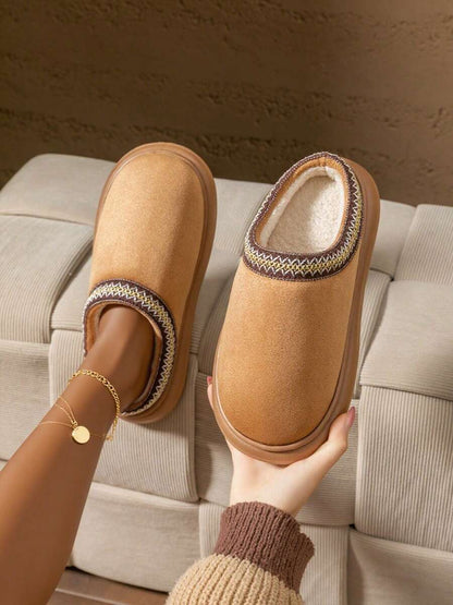 Women's Autumn Winter Plush Lined Thick Sole Slippers, Comfortable Non-Slip Warm Indoor Outdoor Soft Fuzzy Slides Mensa