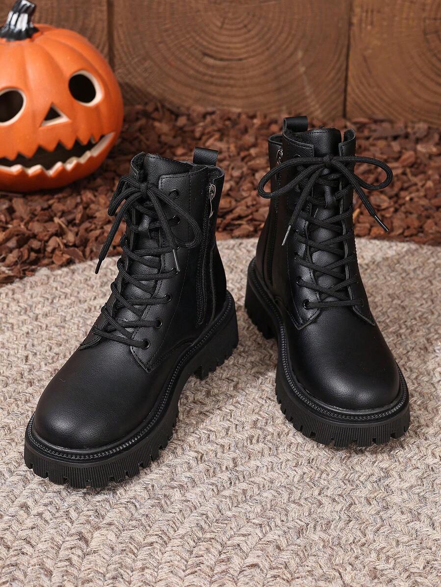 2026 Spring/Autumn/Winter New Women's Shoes, Winter Warm Women's Boots, Fashion Versatile Casual Women's Shoes, Black/White Ankle Boots With Lace-Up And Side Zipper, Flat Women's Boots, Women's Ankle Boots And Ankle Boots, Women's Fashion Boots, College S Mensa