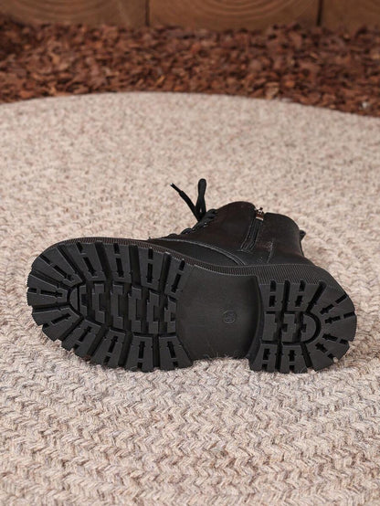 2026 Spring/Autumn/Winter New Women's Shoes, Winter Warm Women's Boots, Fashion Versatile Casual Women's Shoes, Black/White Ankle Boots With Lace-Up And Side Zipper, Flat Women's Boots, Women's Ankle Boots And Ankle Boots, Women's Fashion Boots, College S Mensa