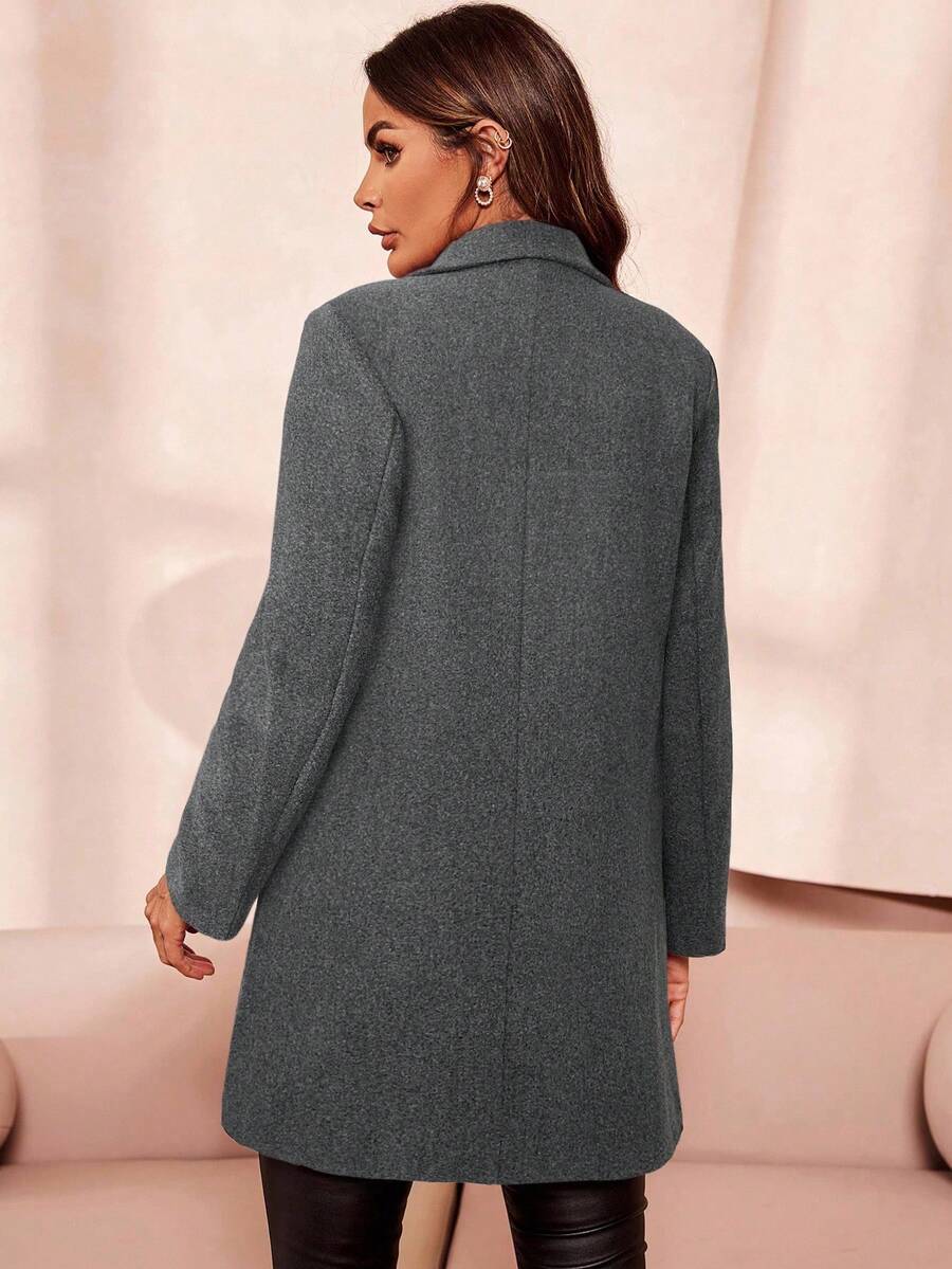 Aveline Double-Breasted Lapel Coat with Tailored Thigh-Length Cut - Multicolor