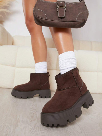 Solezae Women's Versatile Faux Suede Slip On Lug Sole Ankle Booties For Warm Mother's Day Present For Christmas Mensa