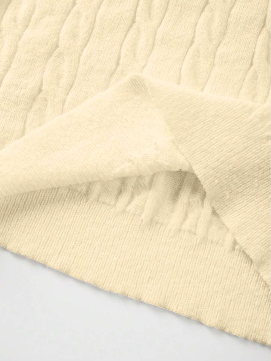 Marlowe Chunky Cable Knit Sweater Loose Crew Neck Pullover - Cream