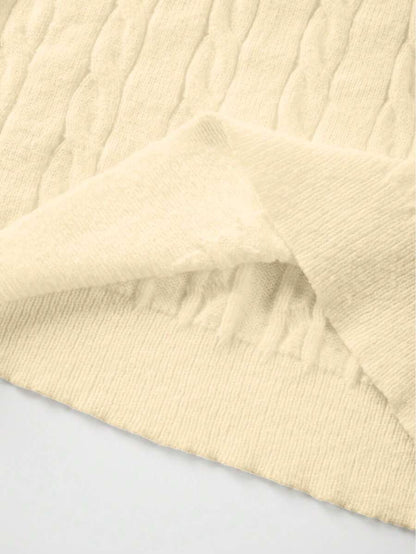 Marlowe Chunky Cable Knit Sweater Loose Crew Neck Pullover - Cream