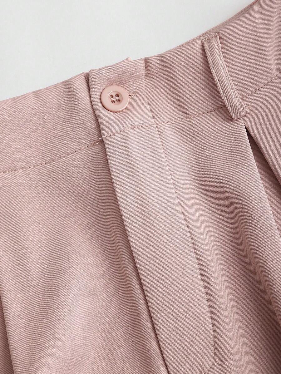 Katya Pleated Wide Leg Pants Tailored High Rise Trousers - Blush Pink
