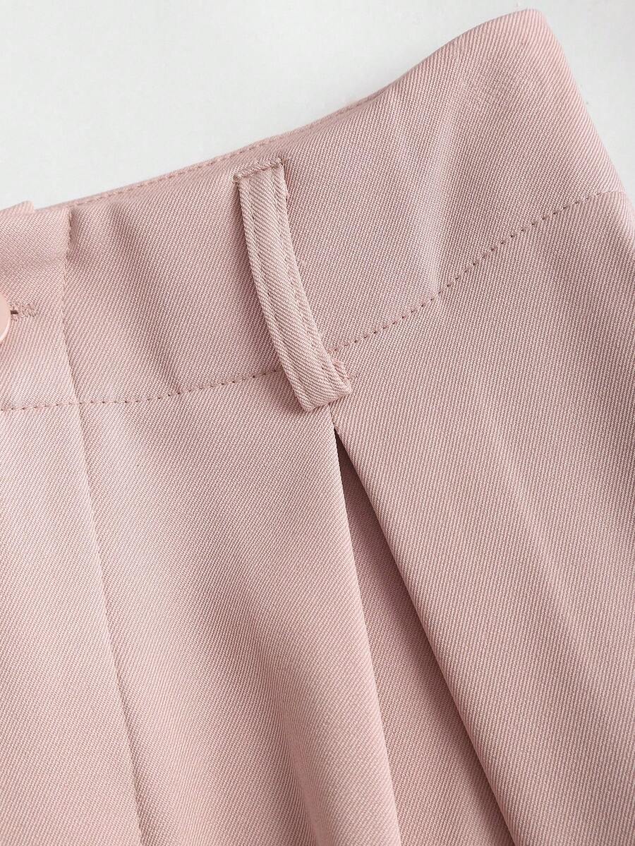Katya Pleated Wide Leg Pants Tailored High Rise Trousers - Blush Pink