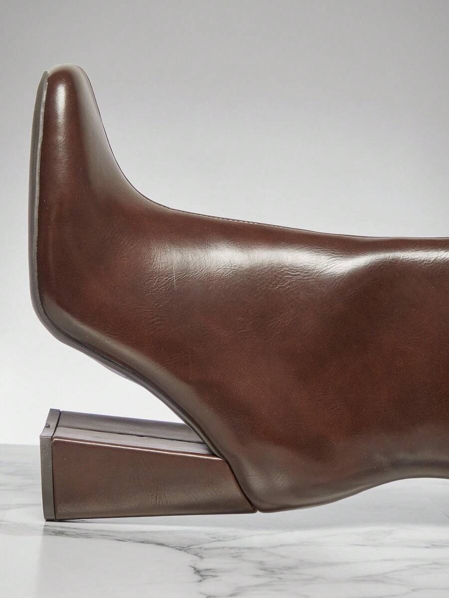 SHUZIA Women's Fashionable & Comfortable Knee-High Side Zipper Chunky Heel Boots Mensa