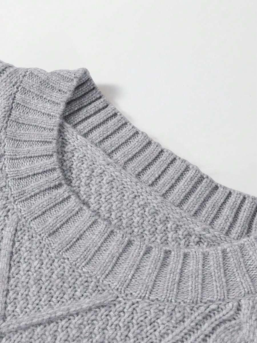 Alina Oversized Cable Knit Sweater Dress - Apricot