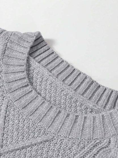 Alina Oversized Cable Knit Sweater Dress - Apricot