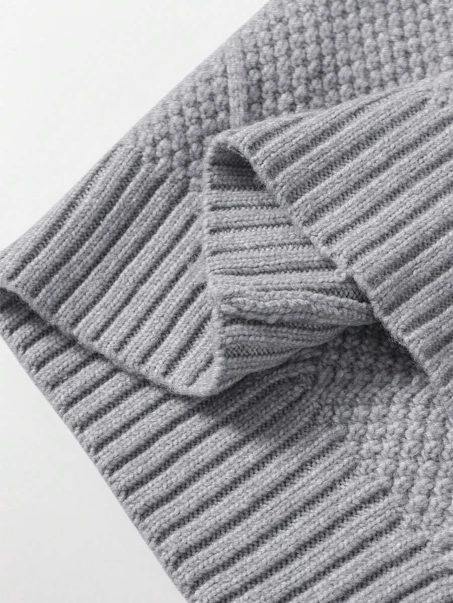 Alina Oversized Cable Knit Sweater Dress - Apricot