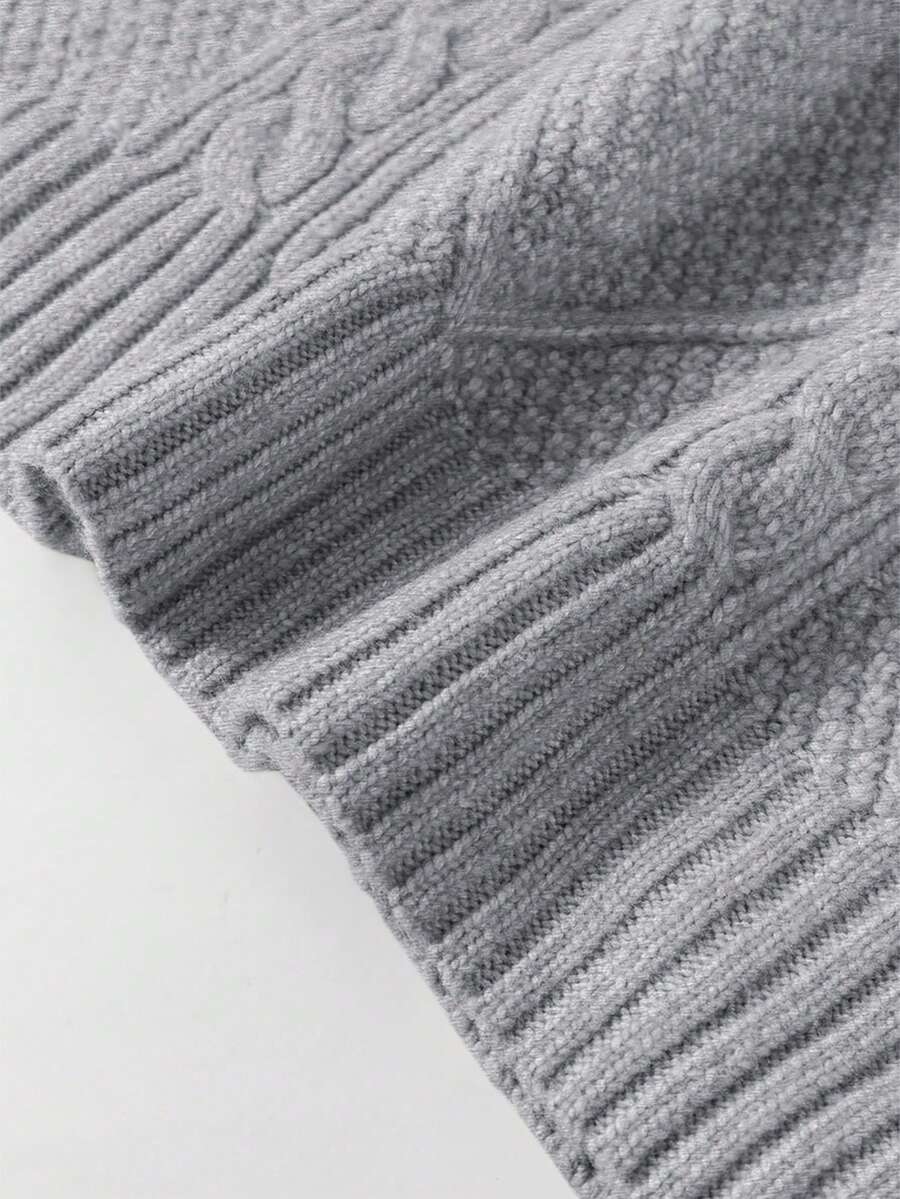 Alina Oversized Cable Knit Sweater Dress - Apricot