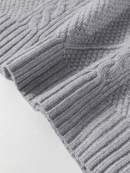 Alina Oversized Cable Knit Sweater Dress - Apricot