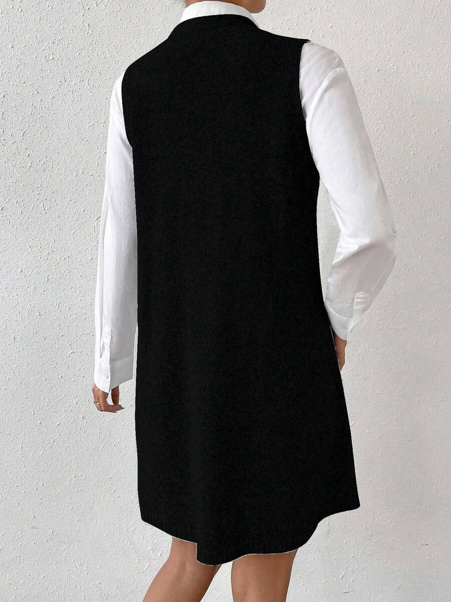 Amara Marled Knit Sleeveless Sweater Dress - Apricot