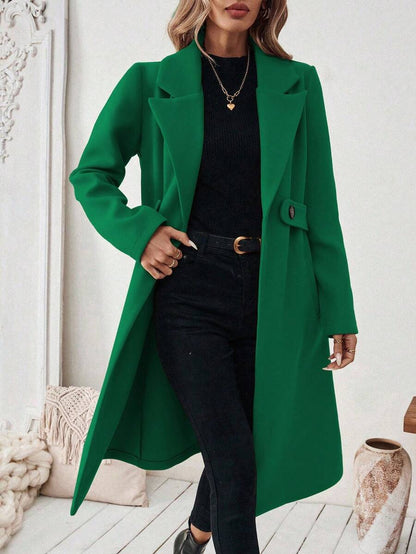 Leocadia Notched Lapel Double-Breasted Tailored Overcoat - Red