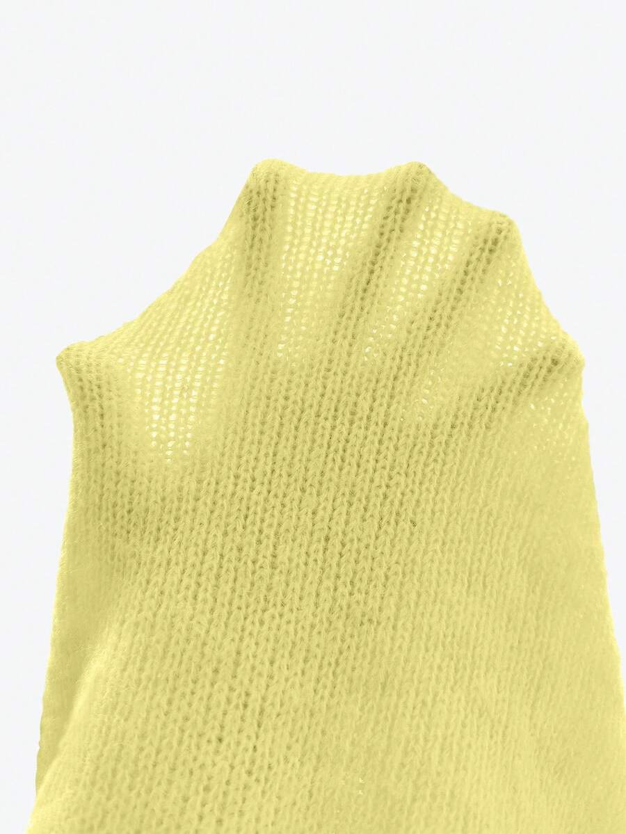 Viola Relaxed Mock Neck Sweater with Drop Shoulders - Butter Yellow