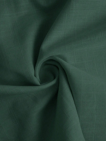 Arabella Classic Collared Button Down Long Sleeve Cotton Shirt - Dark Green