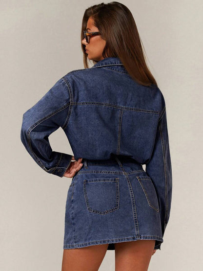 Lenox Utility Pocket Button Front Denim Shirt Dress