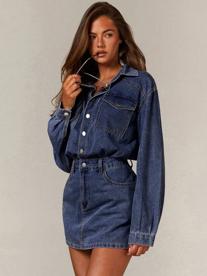 Lenox Utility Pocket Button Front Denim Shirt Dress